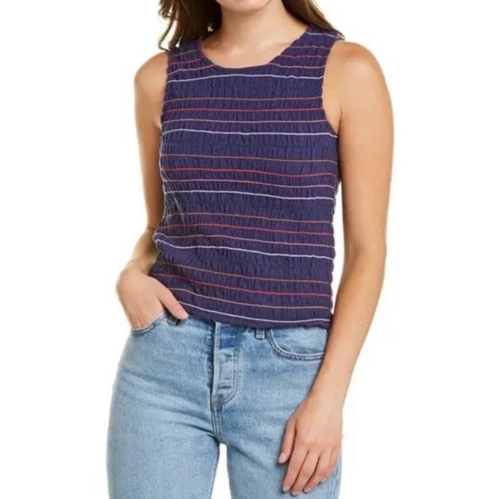 Madewell Texture And Thread Rainbow Stitch Tank Top.